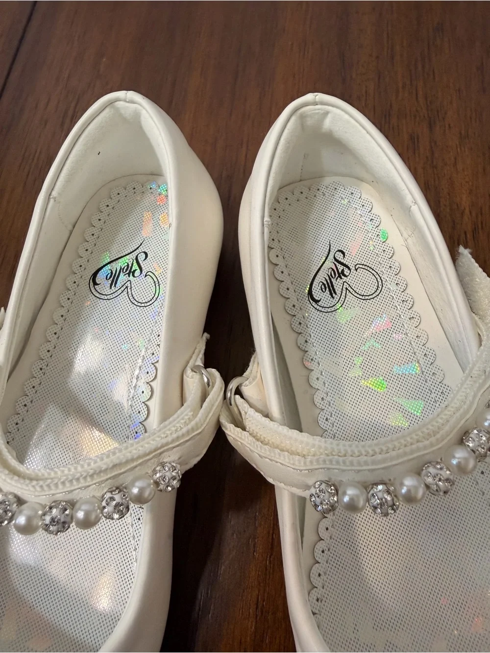 Stelle Girls Size 10 Ivory Pearl Rhinestone Mary Jane Flower Girl Dress Shoes